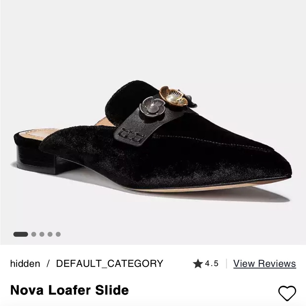 COACH Black & Gold Nova Loafer Slide Mule 7.5